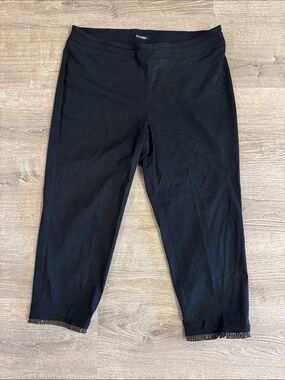Roz & Ali Black Cropped Ankle Rhinestone Detail Pants